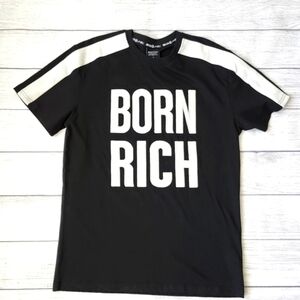 Men's Black and White Graphic T-Shirt (Size Medium)